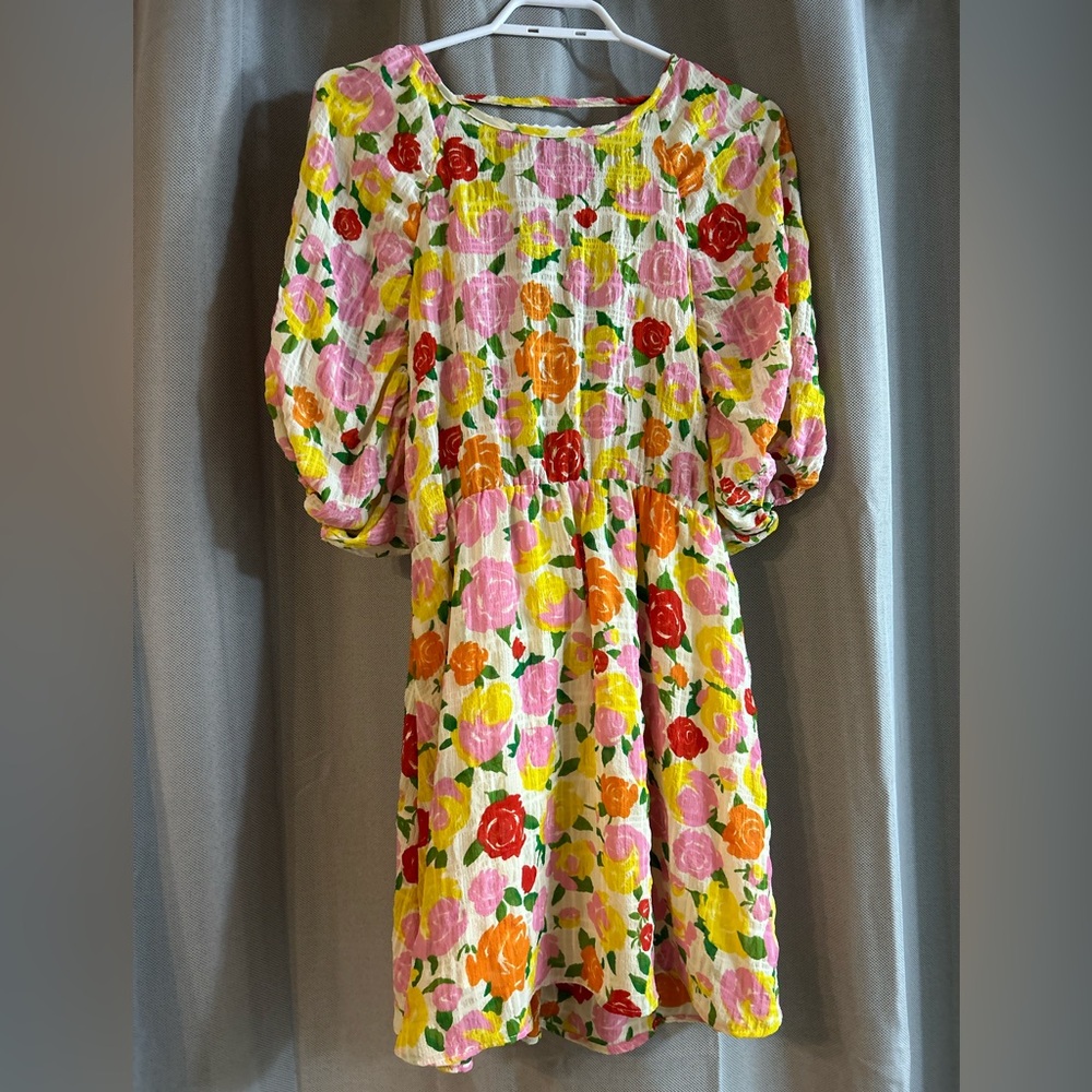 Floral Dress with Puff Sleeves